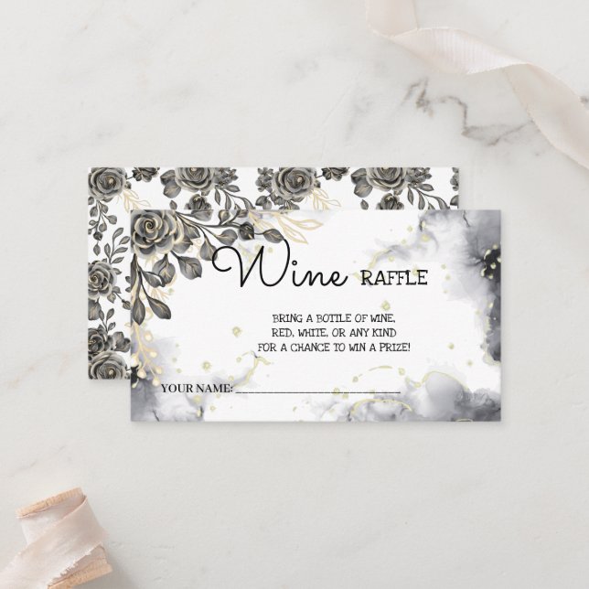 Carte De Placement Fête des mariées de billet de vin Rose noir (Devant/Arrière en situation)