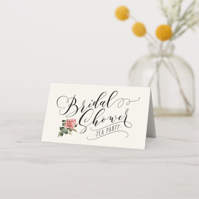 Carte De Placement Fête des mariées de thé vintage de typographie (Dos)