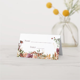 Carte De Placement Fête des mariées florale automne pliée carte place