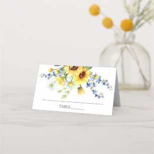 Carte De Placement Fête des mariées florale de tournesol jaune joyeux