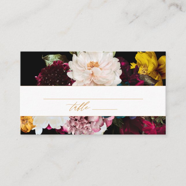 Carte De Placement Fête des mariées PixDezines Fleurs Moody foncé (Devant)
