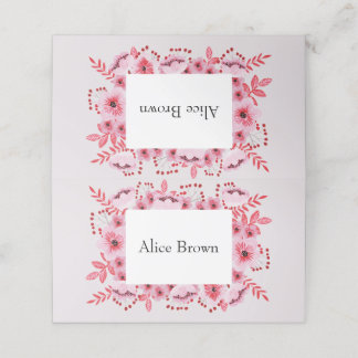 Carte De Placement Fête des mariées Rose Aquarelle Fleurs Carte Place