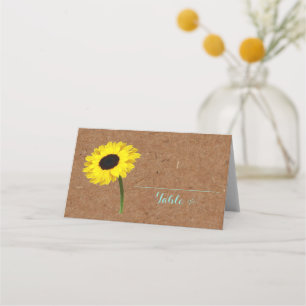 Carte De Placement Fête des mariées rustique Tournesol Party Table Es