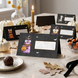 Carte De Placement Fête d'Halloween à l'aquarelle effrayante mignonne
