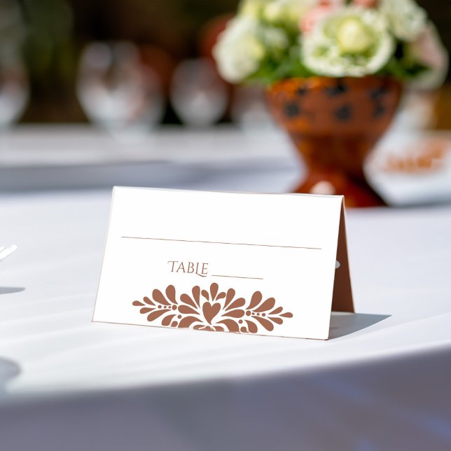Carte De Placement Fête mexicaine talavera mariage terracotta boho (Mexican fiesta vintage talavera terracotta boho wedding place card)