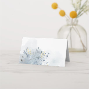 Carte De Placement feuillage aquarelle bleu