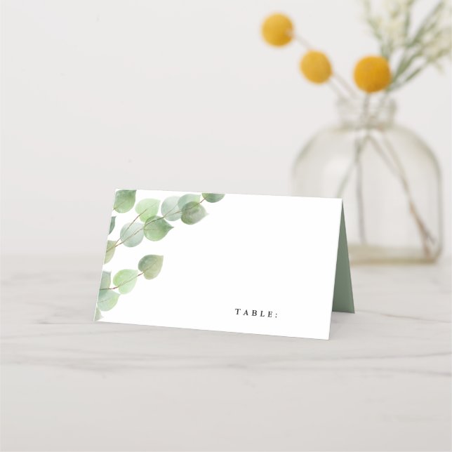 Carte De Placement Feuillage vert Eucalyptus Personnalisé (Devant)