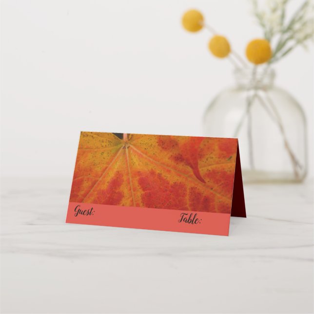 Carte De Placement Feuille d'érable rouge Abstraite Automne Photograp (Devant)