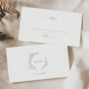 Carte De Placement Feuille minimale Dusty Blue Flat Mariage
