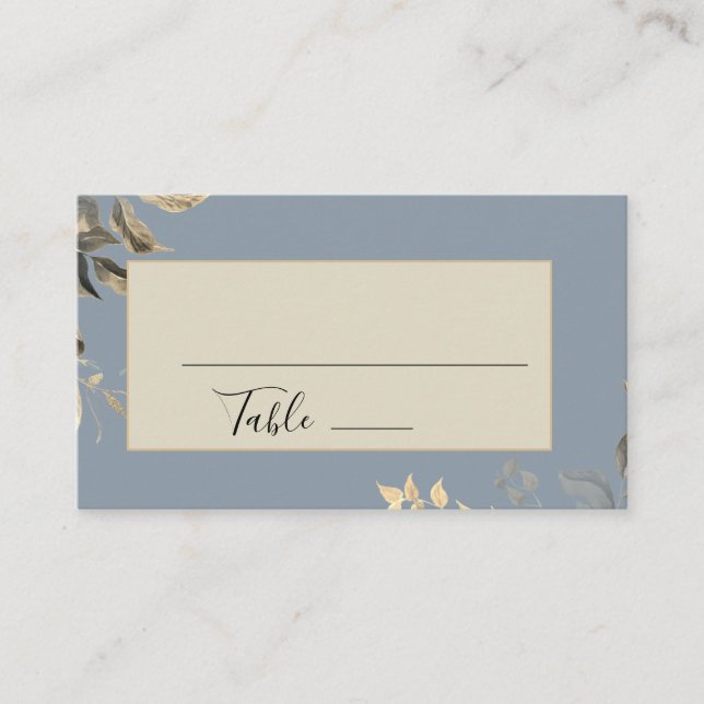 Carte De Placement Feuille sauvage Dusty Blue Floral Mariage (Devant)