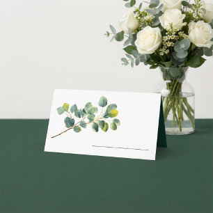 Carte De Placement Feuille vert de la branche Eucalyptus nom mariage