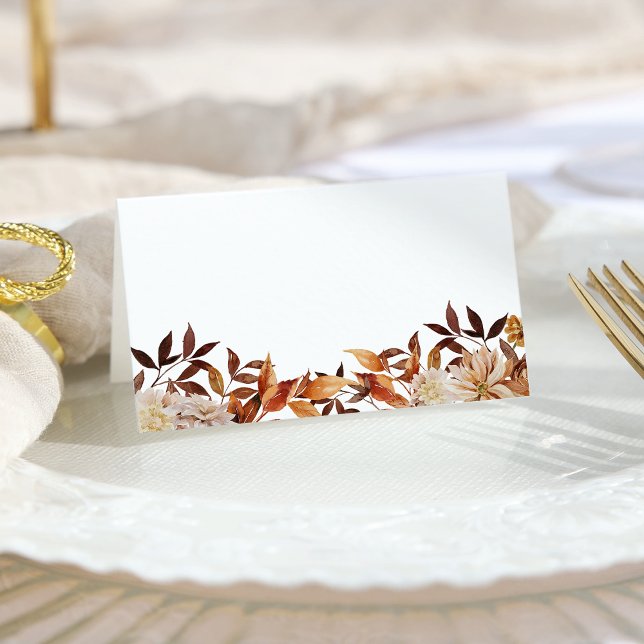 Carte De Placement Feuilles d'aquarelle en cuivre de tomate de terre (White Terracotta Fall Copper Watercolor Leaves Place Card by Painted Paperie
)