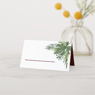 Carte De Placement Feuilles de palmiers tropicaux luxuriants et exoti
