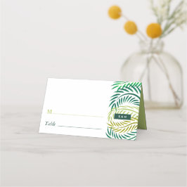 Carte De Placement Feuilles de palmiers tropicaux, Mariage de plage