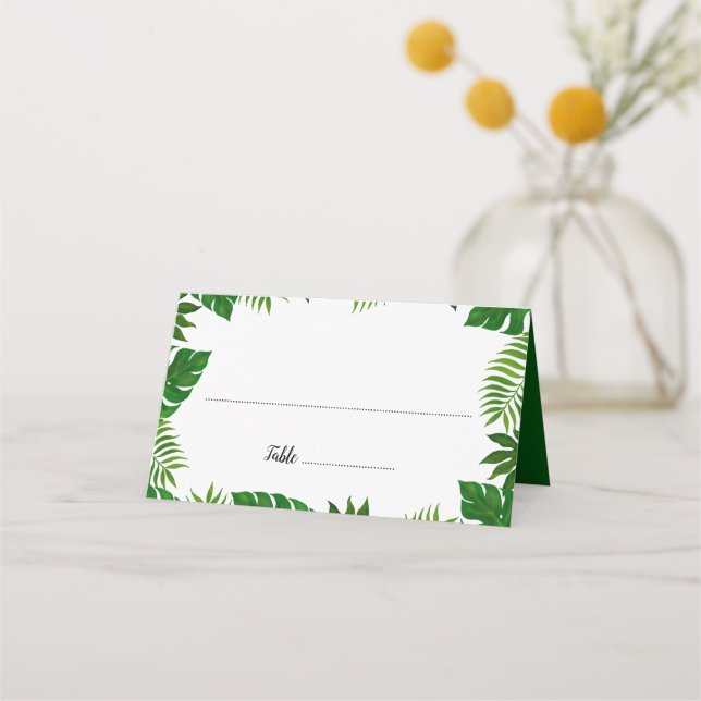 Carte De Placement Feuilles tropicaux | Carte Mariage (Devant)