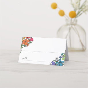 Carte De Placement Fierté Fleurs arc-en-ciel Mariage LGBT