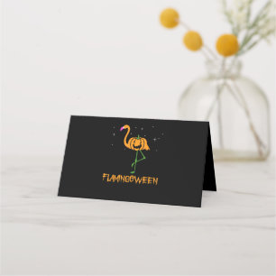 Carte De Placement Flamant rose  Citrouille Halloween Flamingoween Bi