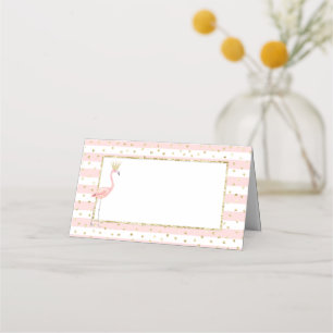 Carte De Placement Flamant rose or rose petite tente alimentaire