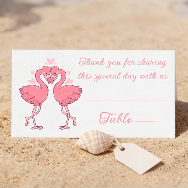 Carte De Placement Flamingo Pink Tropical Beach Wedding Escort (Créateur téléchargé)