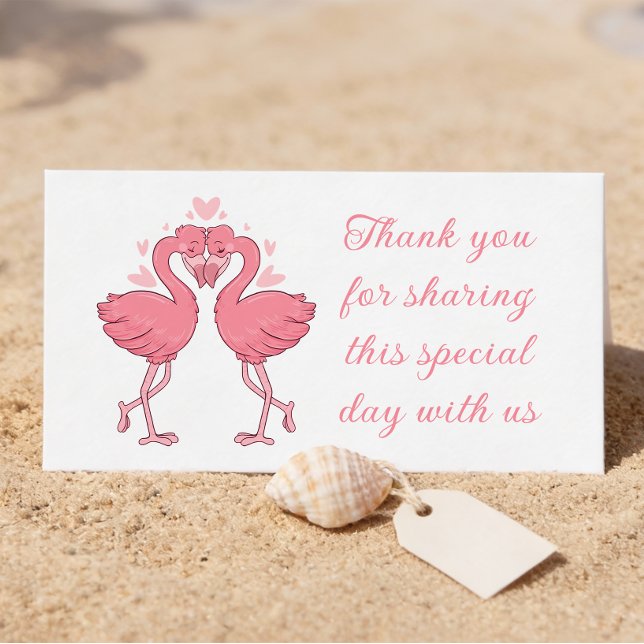 Carte De Placement Flamingo Pink Tropical Beach Wedding Thank You (Créateur téléchargé)