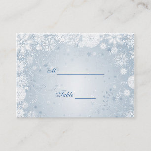Carte De Placement Flammes de neige blanc argent bleu Table Place car