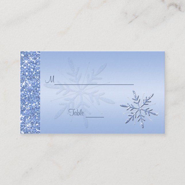 Carte De Placement Flammes de neige bleu Glittery Plaques de rangemen (Devant)