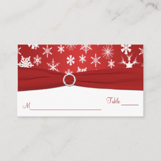 Carte De Placement Flammes de neige rouges et blanches (Devant)