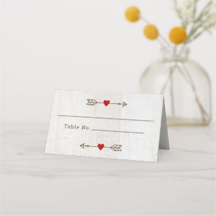 Carte De Placement Flèches rustiques Mariage de coeur rouge
