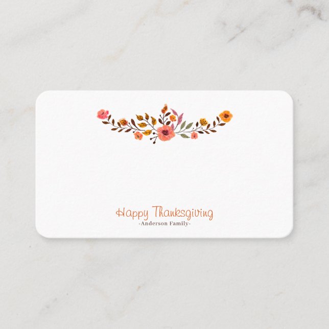 Carte De Placement Fleur florale moderne Motif Thanksgiving (Devant)