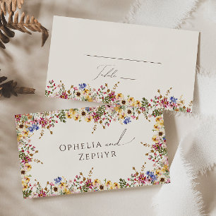 Carte De Placement Fleur sauvage coloré   Beige Meadow Flat Mariage