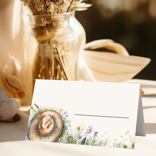 Carte De Placement Fleur sauvage Cowgirl Casquette Rustique Floral (Table Place Card from my Wildflower Cowgirl Hat Quinceanera Collection
)
