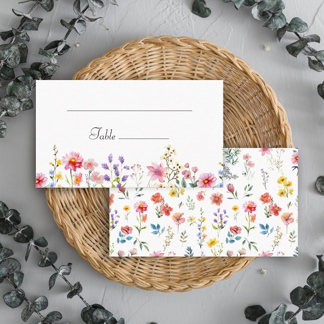 Carte De Placement Fleur sauvage d'aquarelle Mariage d'été du printem (Créateur téléchargé)