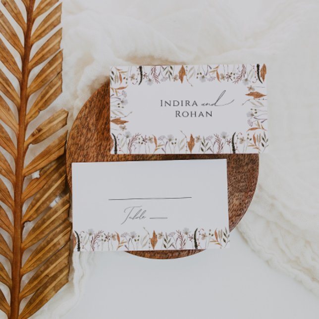 Carte De Placement Fleur sauvage d'automne Boho | Mariage plat (Créateur téléchargé)
