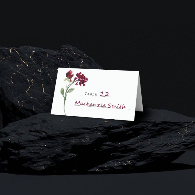 Carte De Placement Fleur sauvage | Fleurs de jardin bohème rouge Crim (Créateur téléchargé)