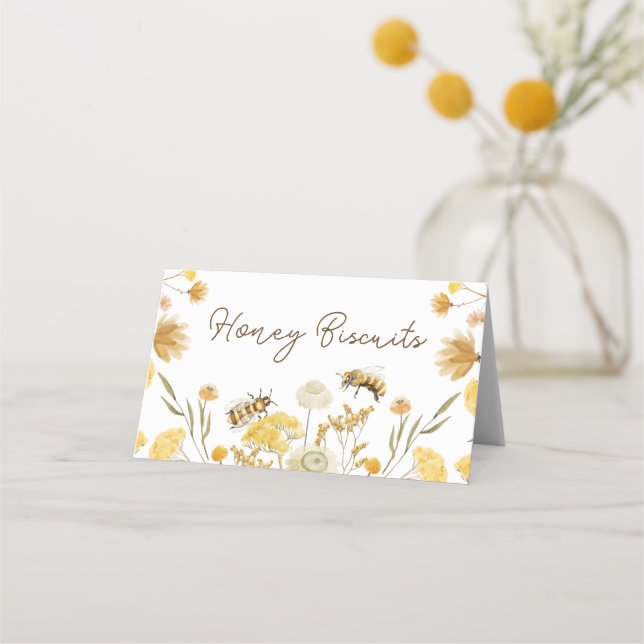 Carte De Placement Fleur sauvage Floral Bee Baby shower Nourriture Te (Devant)