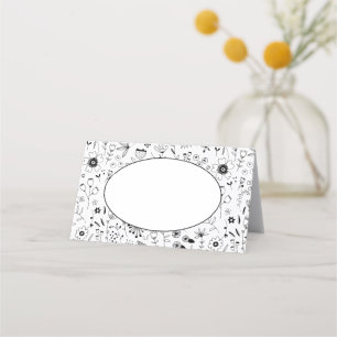 Carte De Placement Fleur sauvage Monochrome Nom moderne