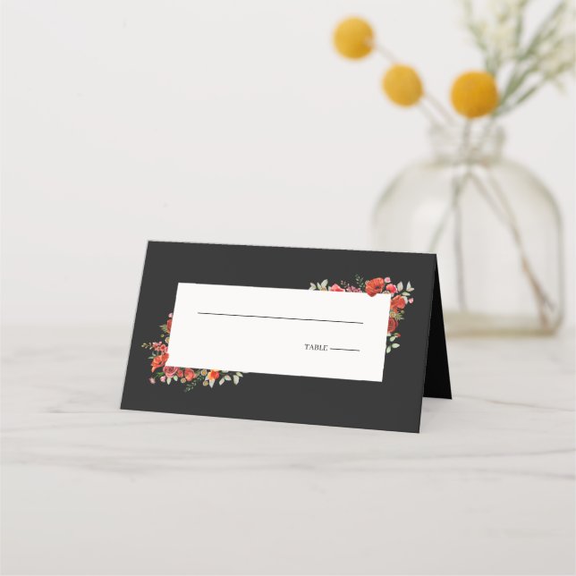 Carte De Placement Fleur sauvage Poppy Dark Mariage (Devant)