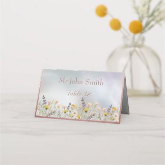 Carte De Placement Fleur sauvage rustique Pastel Garden Mariage