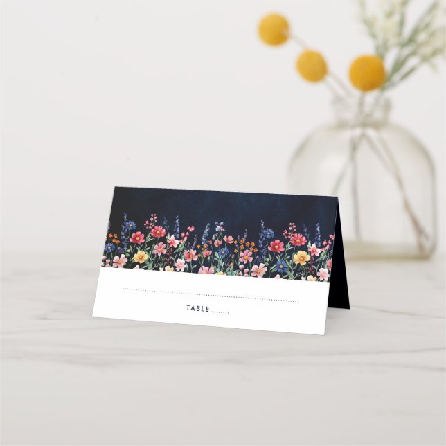 Carte De Placement Fleur sauvage Rustique Pays Boho Floral Marine Mar (Devant)