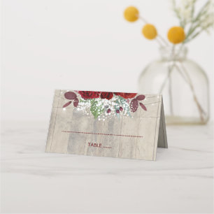 Carte De Placement Fleurs bourguignonnes Mariage de bois rustique