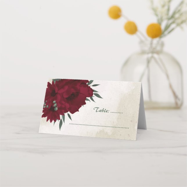 Carte De Placement Fleurs bourguignonnes vert carte de place (Devant)