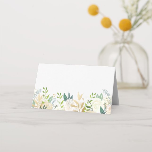 Carte De Placement Fleurs d'aquarelle avec Mariage de verdure à huile (Devant)