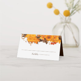Carte De Placement Fleurs D'Automne Et Feuilles