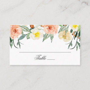 Carte De Placement Fleurs de jardin à l'aquarelle. Mariage floral ros