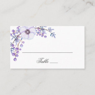 Carte De Placement Fleurs de jardin pourpres. Mariage floral violet