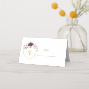 Carte De Placement Fleurs de Lavande Blush Gold Baptism Numéro de tab