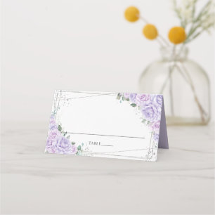 Carte De Placement Fleurs de lilas violettes Roses Quinceañera Argent
