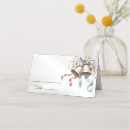 Carte De Placement Fleurs de mariage cloches Rubans bleu rose Beau