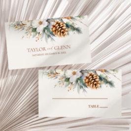 Carte De Placement Fleurs de pins d'hiver Mariage floral