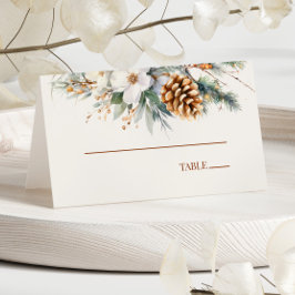 Carte De Placement Fleurs de pins d'hiver Mariage floral